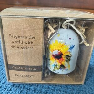 DEMDACO Dean Crouser Ceramic Sunflower Mini Bell Watercolor Art